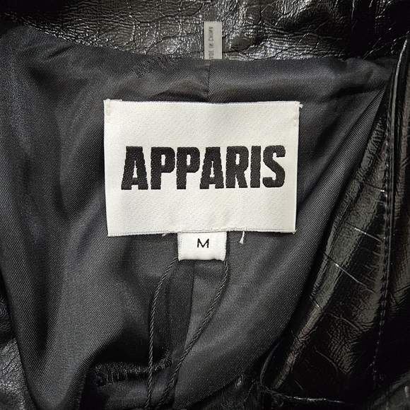 Apparis Priya Crocodile Embossed Faux Leather Trench Coat in Black Size M - Picture 6 of 9